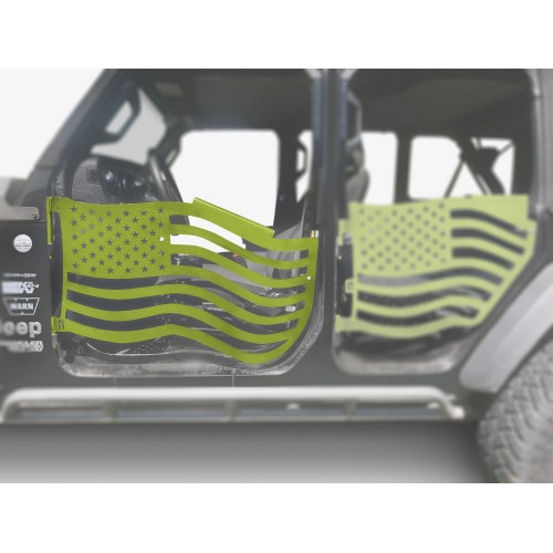 Fits Jeep JL Wrangler Premium Trail Doors, 2018 - Present, Front Door Kit, Gecko Green.  Made in the USA.
