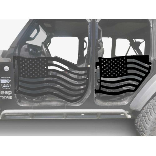 Fits Jeep JL Wrangler Premium Trail Doors, 2018 - Present, Rear Door Kit, Black.  Made in the USA.