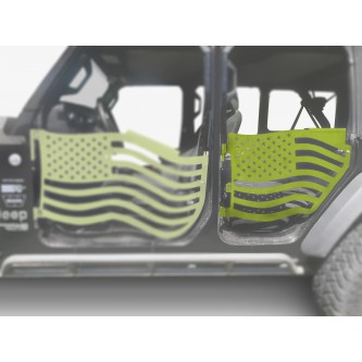 Fits Jeep JL Wrangler Premium Trail Doors, 2018 - Present, Rear Door Kit, Gecko Green.  Made in the USA.