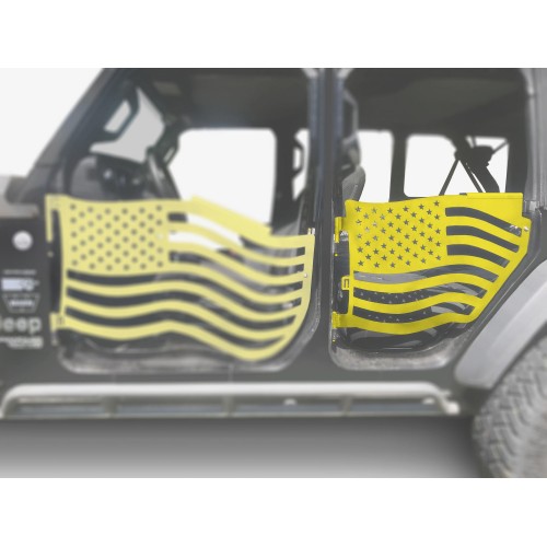 Fits Jeep JL Wrangler Premium Trail Doors, 2018 - Present, Rear Door Kit, Lemon Peel.  Made in the USA.