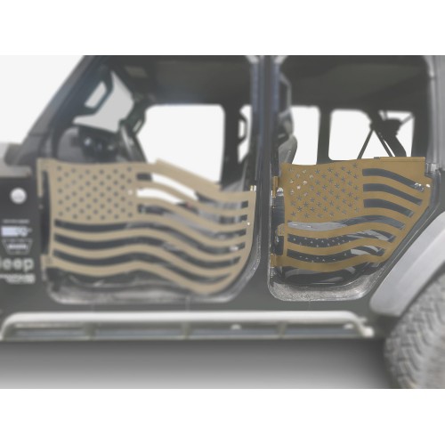 Fits Jeep JL Wrangler Premium Trail Doors, 2018 - Present, Rear Door Kit, Military Beige.  Made in the USA.
