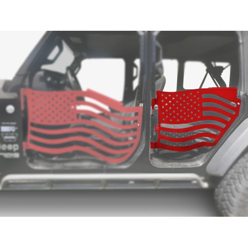 Fits Jeep JL Wrangler Premium Trail Doors, 2018 - Present, Rear Door Kit, Red Baron.  Made in the USA.
