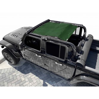 Fits Jeep Gladiator JT, 4 Door, TeddyÂ® Top, Solar Screen, 2019-Present.  Dark Green. Made in the USA.