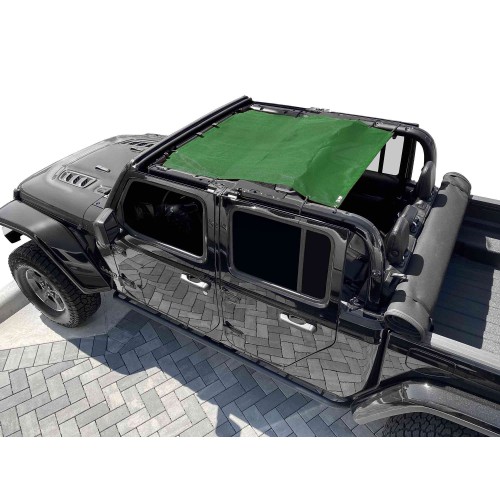 Fits Jeep Gladiator JT, 4 Door, TeddyÂ® Top, Solar Screen, 2019-Present.  Green. Made in the USA.