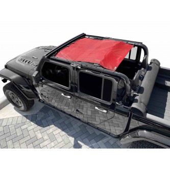 Fits Jeep Gladiator JT, 4 Door, TeddyÂ® Top, Solar Screen, 2019-Present.  Red. Made in the USA.