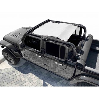 Fits Jeep Gladiator JT, 4 Door, TeddyÂ® Top, Solar Screen, 2019-Present.  White. Made in the USA.