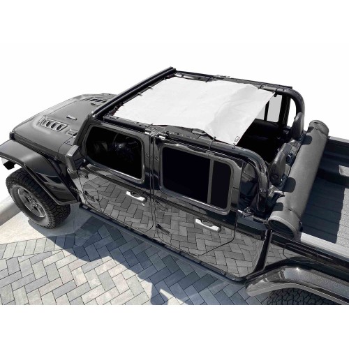 Fits Jeep Gladiator JT, 4 Door, TeddyÂ® Top, Solar Screen, 2019-Present.  White. Made in the USA.