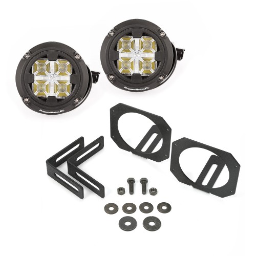 LED Light & Mount Kit Dual Round 2007-2017 Jeep Wrangler JK Rugged Ridge 11232.17