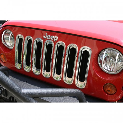 Chrome Grill Grille Inserts Kit for Jeep Wrangler JK 07-18 11306.20 Rugged Ridge