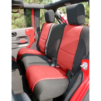 Black & Red Rear Seat Cover  4 Door for Jeep Wrangler JK 2007-2018 Rugged Ridge
