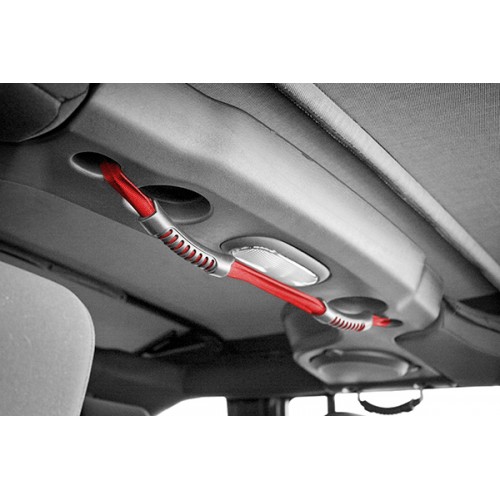 Red Dual Rear Grab Handle Jeep Wrangler JK 2007-2017 13305.13 Rugged Ridge