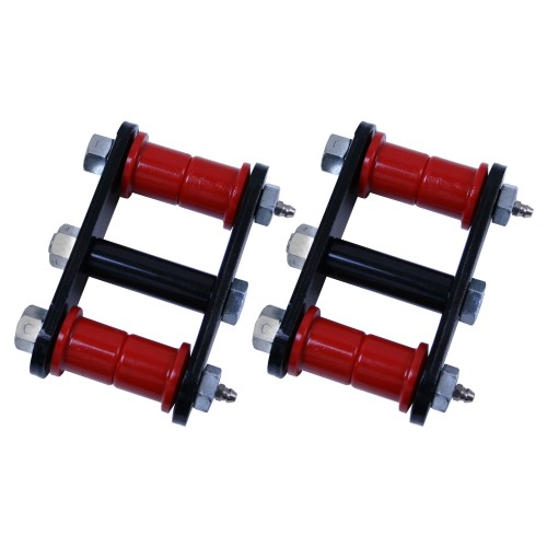 HD Shackle Kit Jeep CJ5 CJ7 CJ8 Greasable w/Red Bushings 18265.08 Rugged Ridge