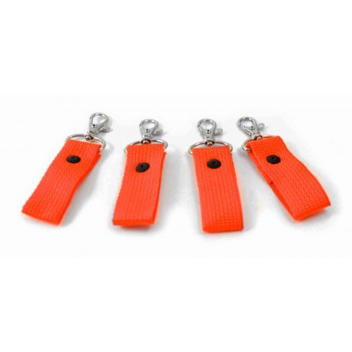 4 Pack, Orange Zipper Pull/Key Chain Fob. 3 inches long. Made in the USA.