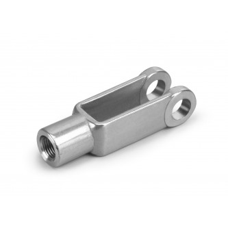 28030112, Clevis and Yoke Ends, Female, 3/8-24 LH, 0.375 Pin Holes Phosphate Coated Forged Construction Heat Treated