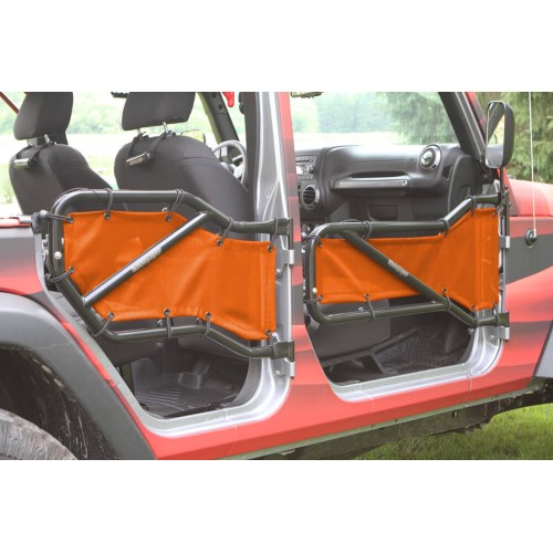 Jeep JK 2007-2018, Tube Door Cover Kit, Front and Rear Doors, Orange. Made in the USA.