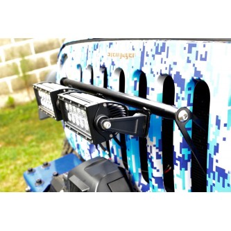Jeep Wrangler JK 2007-2018, Grill Mounted Light Bar, With Lights, Black. Brackets made in the USA.