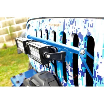 Jeep Wrangler JK 2007-2018, Grill Mounted Light Bar, With Lights, Playboy Blue. Brackets made in the USA.