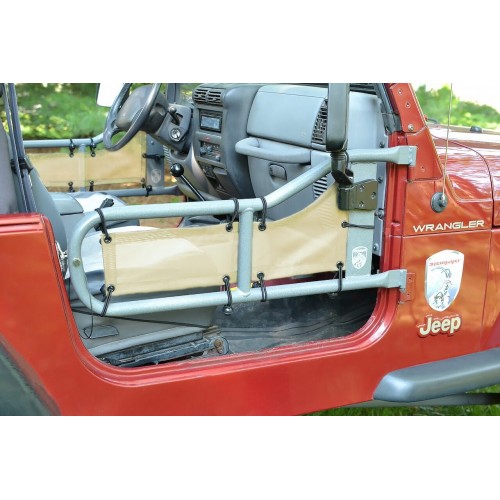 Jeep Wrangler YJ 1987-1995, Tube Door Cover Kit, Tan. Made in the USA.