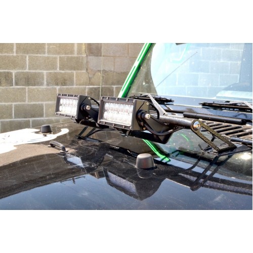 Textured Black Hood Hinge Mounted Light Bracket fits Jeep Wrangler JK 2007-2018 Steinjager J0041439