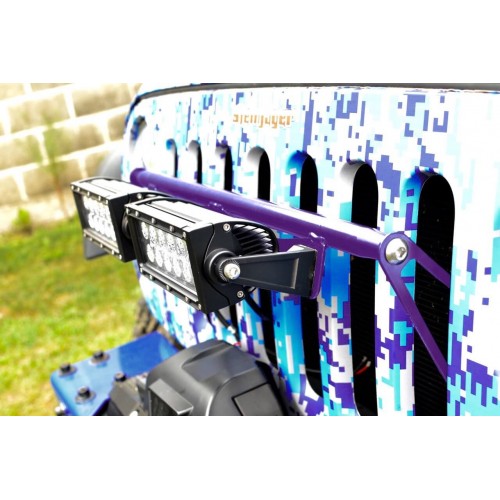 Jeep Wrangler JK 2007-2018, Grill Mounted Light Bar, With Lights, Sinbad Purple. Brackets made in the USA.