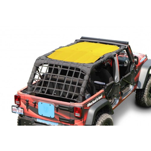 Jeep JK 2010-2018, 4 Door TeddyÂ® Top, Solar Screen, 2010-Present, Yellow. Made in the USA.