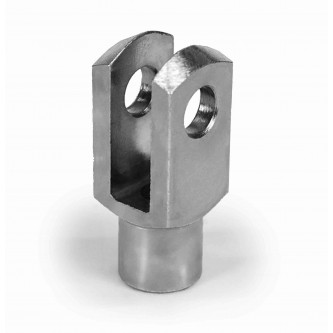 MTC-6S-X-LH, Clevis and Yoke Ends, Female, M6 x 1.00 LH, 6mm Pin Holes 6 x 12 Housing Zinc Yellow Plating Turned Construction