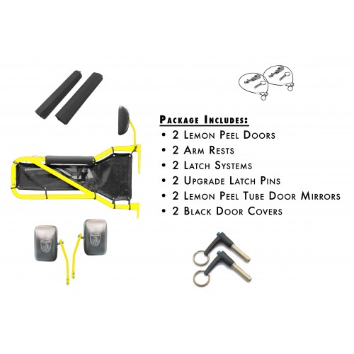 JK Rear Door Kit - Lemon Peel Doors Black Mesh. Made in the USA.