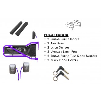 JK Front Door Kit - Sinbad Purple Doors Black Mesh. Made in the USA.