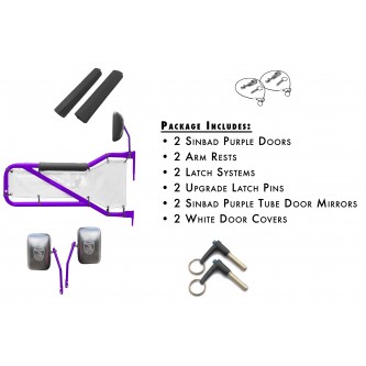 JK Front Door Kit - Sinbad Purple Doors White Mesh. Made in the USA.