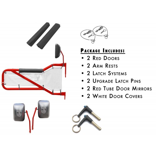 JK Front Door Kit - Red Baron Doors White Mesh. Made in the USA.