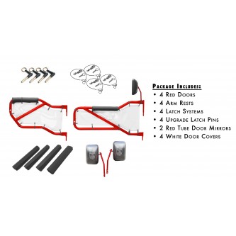 JK Front & Rear Door Kit - Red Baron Doors White Mesh. Made in the USA.