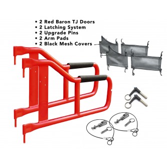 TJ Door Kit - Red Baron Doors Black Mesh. Made in the USA.