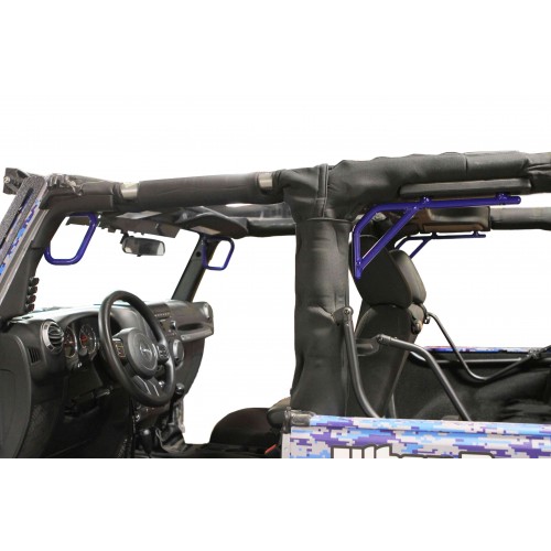 Jeep JK 2007-2018, Grab Handle Kit, Front and Rear, 2 Door Only, Rigid Wire Form, Southwest Blue. Made in the USA.