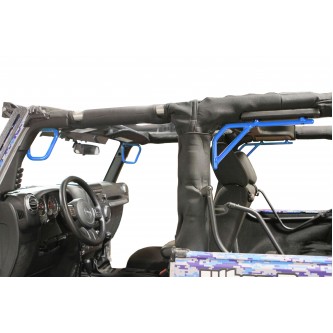 Jeep JK 2007-2018, Grab Handle Kit, Front and Rear, 2 Door Only, Rigid Wire Form, Playboy Blue. Made in the USA.