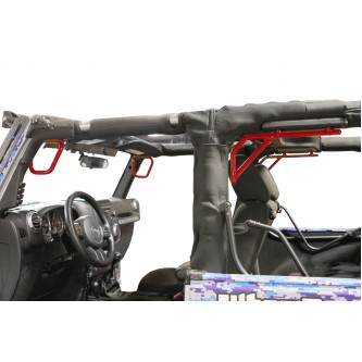 Jeep JK 2007-2018, Grab Handle Kit, Front and Rear, 2 Door Only, Rigid Wire Form, Red Baron. Made in the USA.
