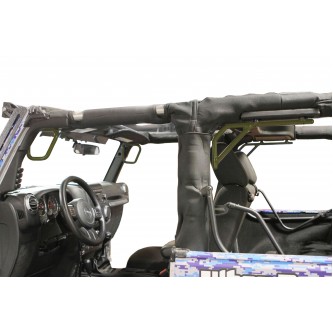 Jeep JK 2007-2018, Grab Handle Kit, Front and Rear, 2 Door Only, Rigid Wire Form, Locas Green. Made in the USA.