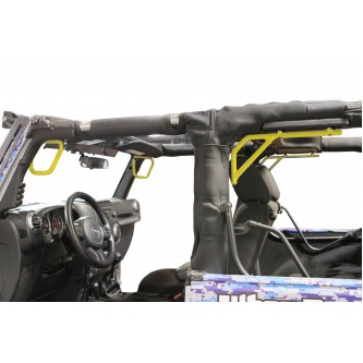 Jeep JK 2007-2018, Grab Handle Kit, Front and Rear, 2 Door Only, Rigid Wire Form, Lemon Peel. Made in the USA.