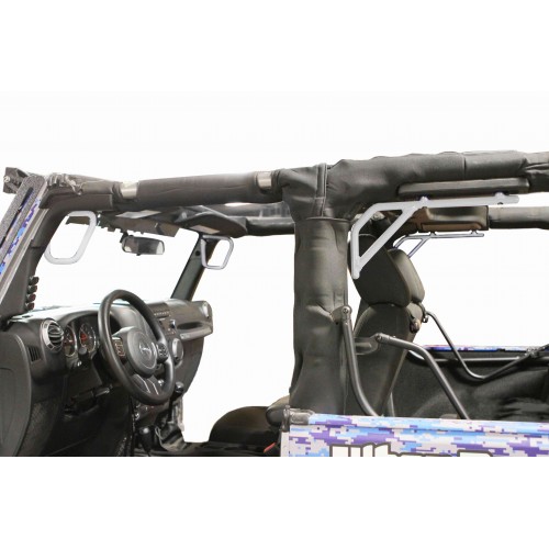 Jeep JK 2007-2018, Grab Handle Kit, Front and Rear, 2 Door Only, Rigid Wire Form, Cloud White. Made in the USA.