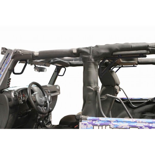 Jeep JK 2007-2018, Grab Handle Kit, Front and Rear, 2 Door Only, Rigid Wire Form, Black. Made in the USA.