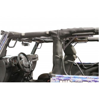 Jeep JK 2007-2018, Grab Handle Kit, Front and Rear, 2 Door Only, Rigid Wire Form, Gray Hammertone. Made in the USA.