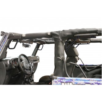 Jeep JK 2007-2018, Grab Handle Kit, Front and Rear, 2 Door Only, Rigid Wire Form, Texturized Black. Made in the USA.