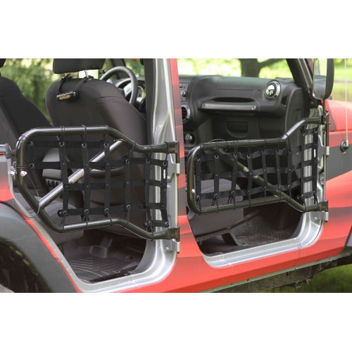 Jeep JK 2007-2018, Tube Door Cargo Net Cover Kit, Front and Rear Doors, Black. Made in the USA.