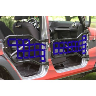 Jeep JK 2007-2018, Tube Door Cargo Net Cover Kit, Front and Rear Doors, Blue. Made in the USA.