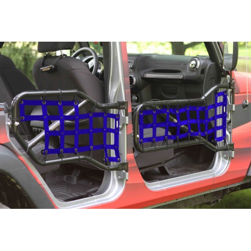 Jeep JK 2007-2018, Tube Door Cargo Net Cover Kit, Front and Rear Doors, Blue. Made in the USA.