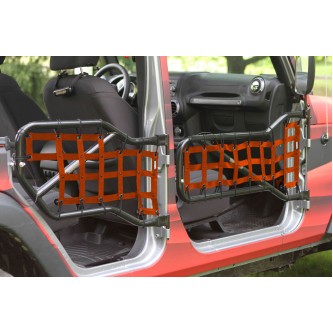 Jeep JK 2007-2018, Tube Door Cargo Net Cover Kit, Front and Rear Doors, Orange. Made in the USA.