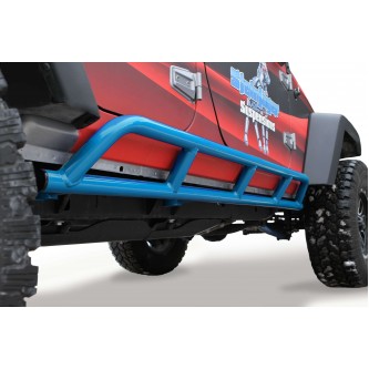 JKU 4 door Rock Slider Kit (Bare Knuckles). Powder Coated  Playboy Blue, Made in the USA