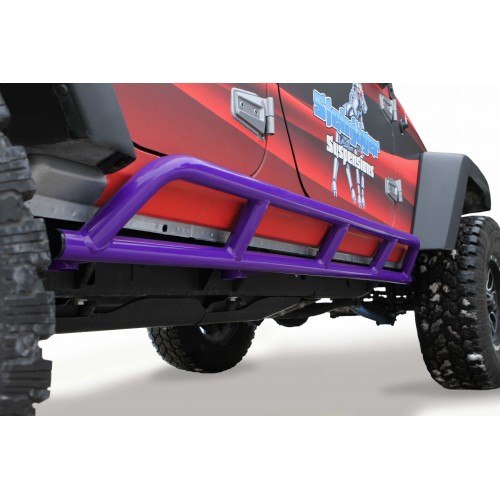 JKU 4 door Rock Slider Kit (Bare Knuckles). Powder Coated Sinbad Purple, Made in the USA