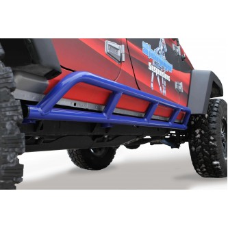 JKU 4 door Rock Slider Kit (Bare Knuckles). Powder Coated  Southwest Blue, Made in the USA