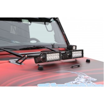 Steinjager: J0041042 Steinjager Black Hood Hinge Mounted Light Bracket Jeep Wrangler JK 2007-2015