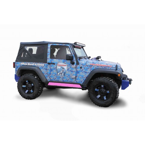 Jeep JK Wrangler, 2007-2018, 2 Door Rock Slider Kit (Phantom), Black, inserts not included.  Made in the USA.